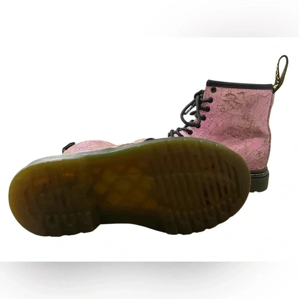 NEW! Dr. Martens Junior 1460 Crinkle Metallic Lace Up Boots - Picture 4 of 4